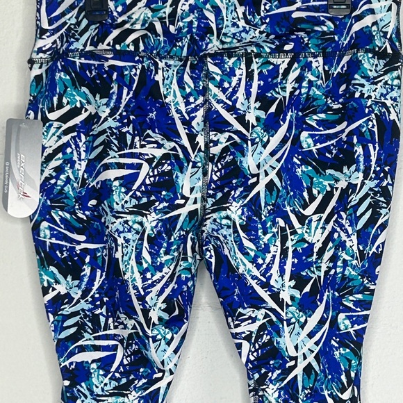 Exertek Leggings Cropped Petite XL Blue White Patterned Stretch NEW - Picture 16 of 16